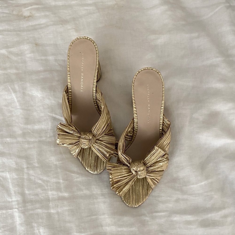 Loeffler Randall Gold Penny Knot Mules Retail $395